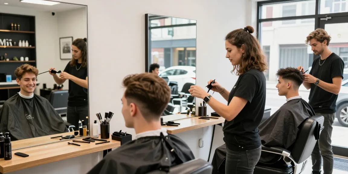 Stylish haircut service at ROKOK88 barber shop showcasing modern grooming.