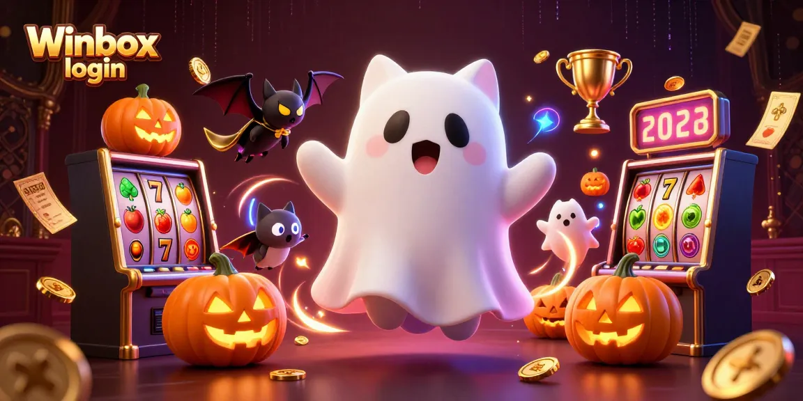 Engage in the Winbox login experience with a vibrant casino scene featuring playful characters and dynamic elements.