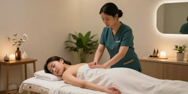 편안한 마사지 환경에서 경기도출장마사지를 받고 있는 고객의 모습