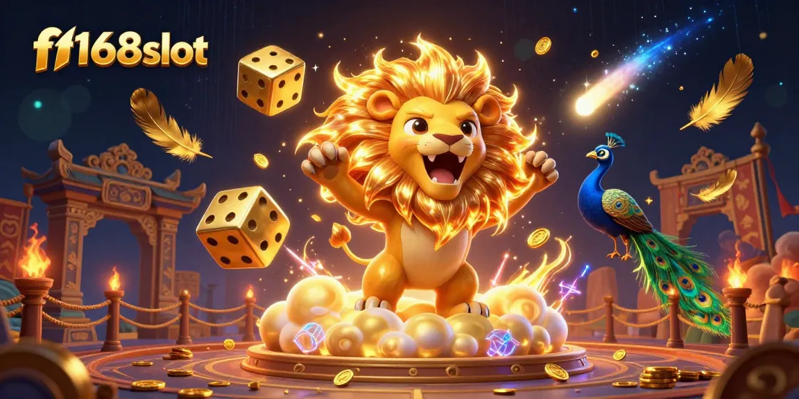 Experience the excitement of f168slot with a vibrant illustration featuring casino elements and dynamic characters.