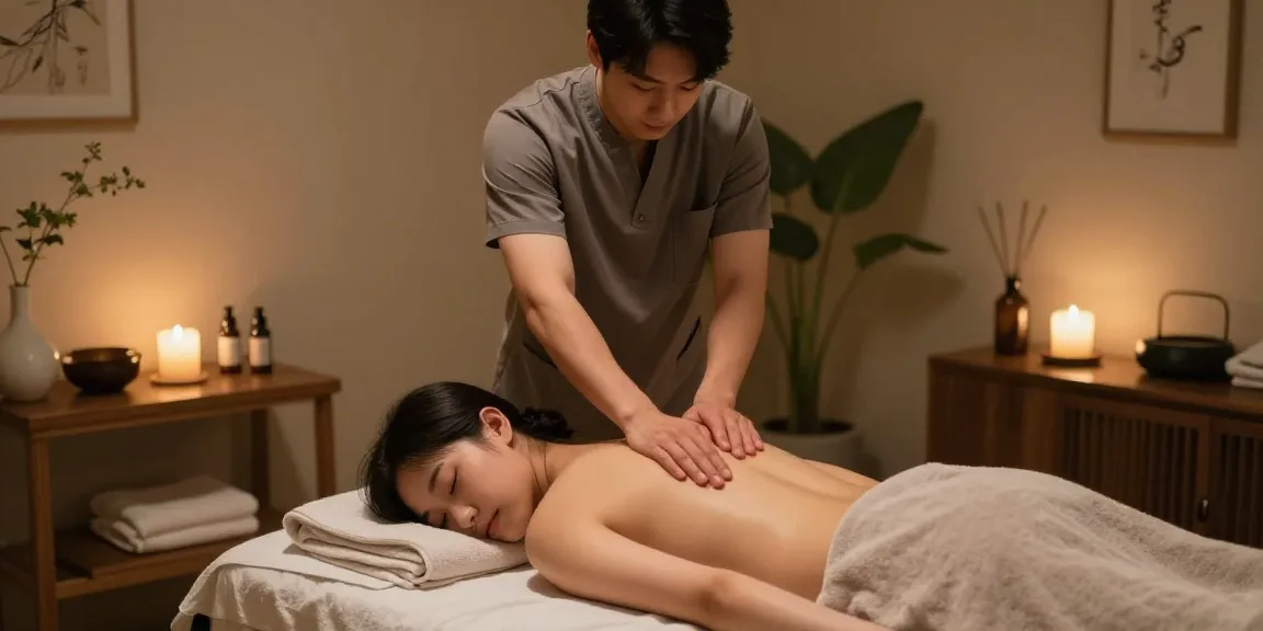 전주마사지 치료 중인 남성 마사지사와 고객의 안정적인 모습