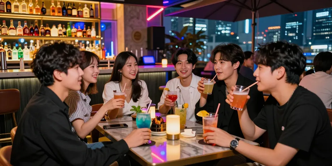 퀸알바 관련 정보와 함께 즐거운 강남의 야경을 보여주는 장면