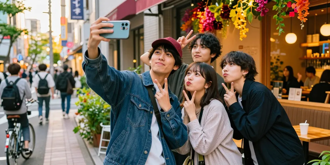 インスタグラム 日本人 フォロワー 購入のための影響力を持つ友達とカフェでの楽しい瞬間