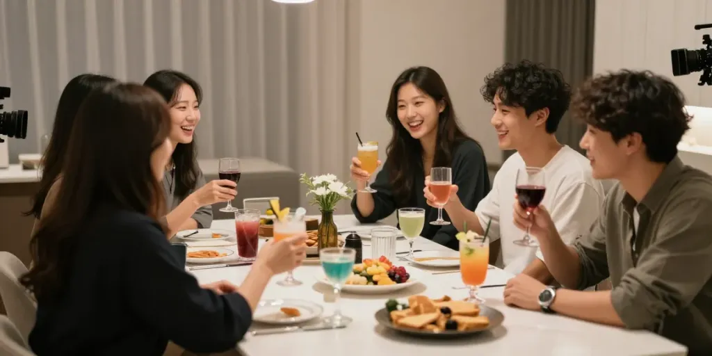 강남구구단에서 즐거운 모임을 갖고 있는 친구들 모습