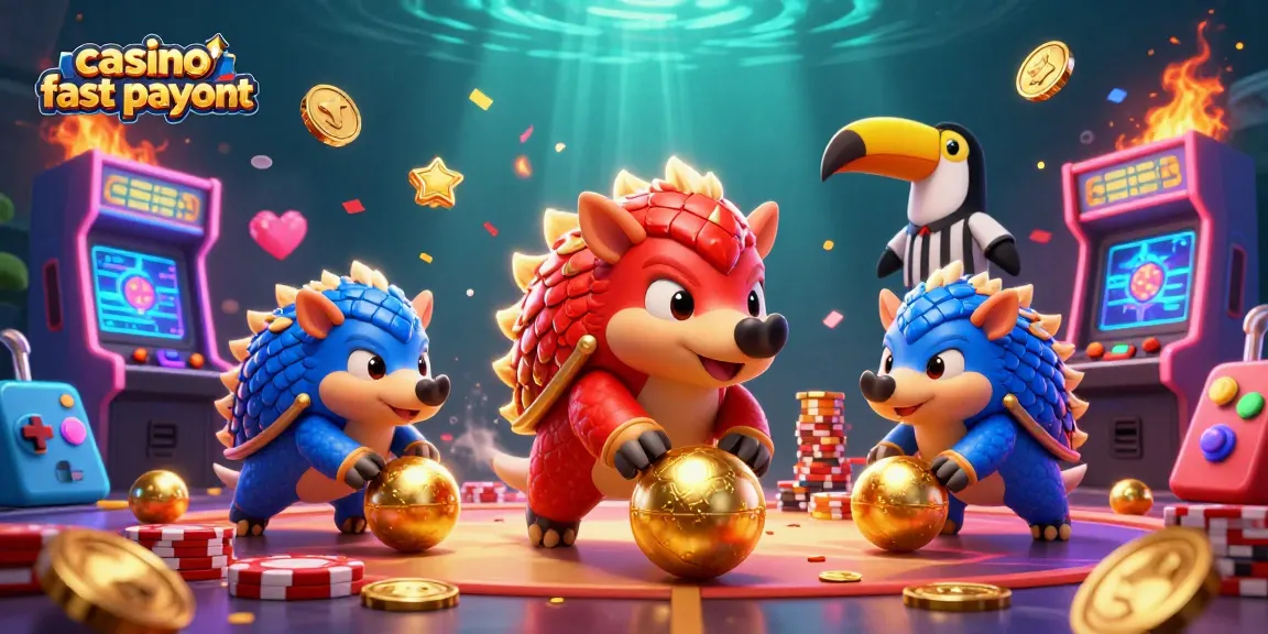 Experience thrilling casino fast payout action with dynamic pangolin rivals amid colorful gaming elements.
