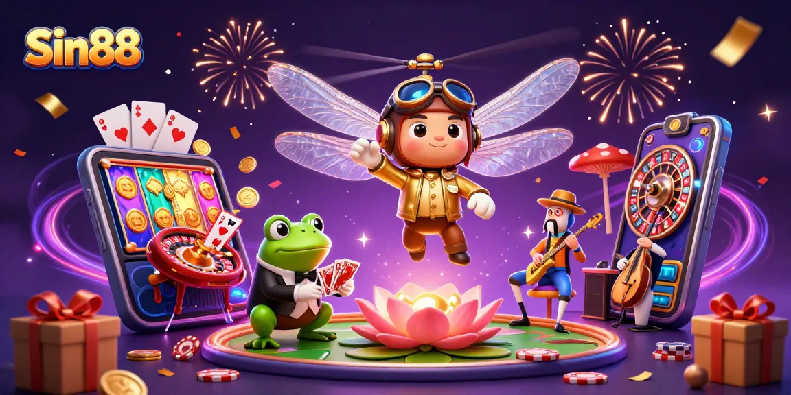Experience the lively atmosphere of Sin88 casino with vibrant characters, exciting games, and stunning visuals.
